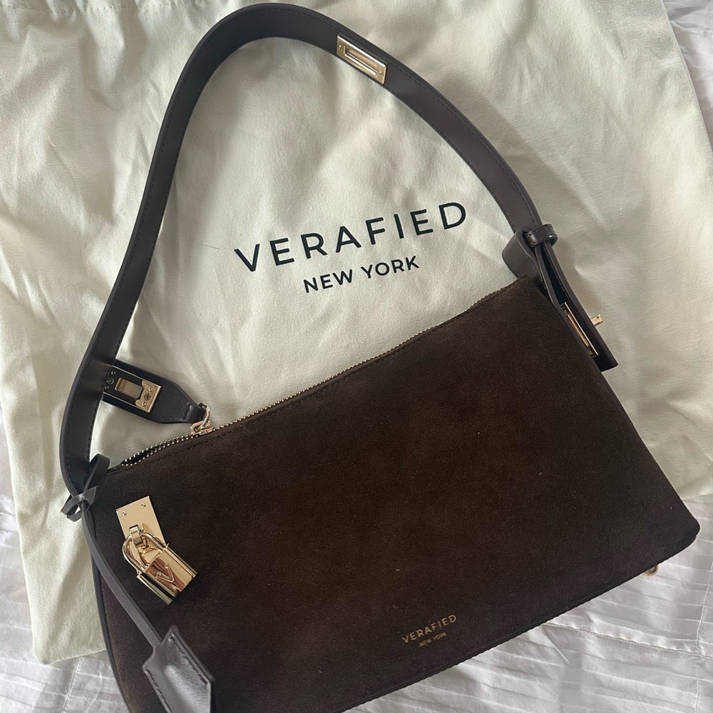 Gold Espresso Suede Hobo Bag